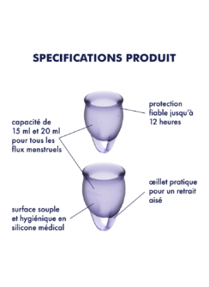 2 coupes menstruelles Satisfyer Light Violet FEEL CONFIDENT - CC597821